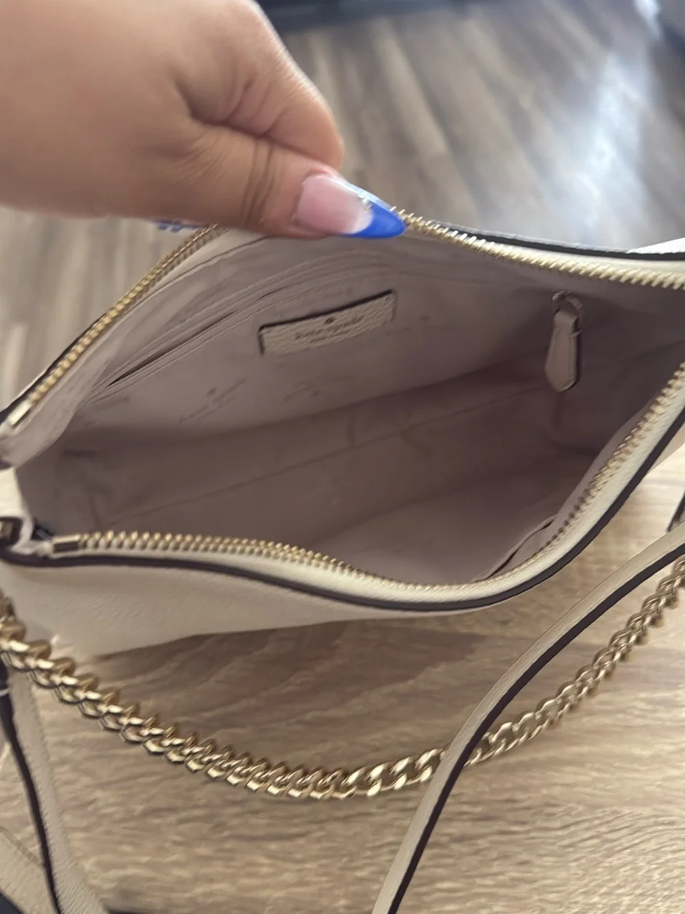 kate spade cream leather shoulder bag with gold chain